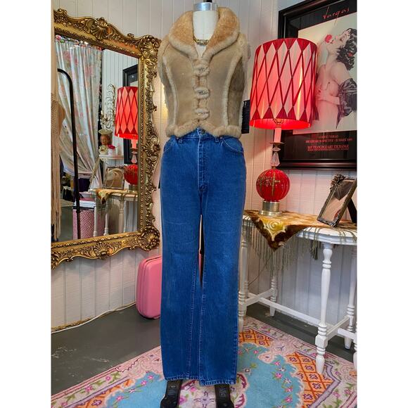 1970s sheepskin shearling vest 70s fashion boho hippie toggle small western - Picture 2 of 11